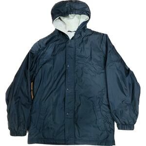 Izod Boys Jacket XL Blue Regular 18 Nylon Wind Breaker Hood Pockets Zipper Snaps